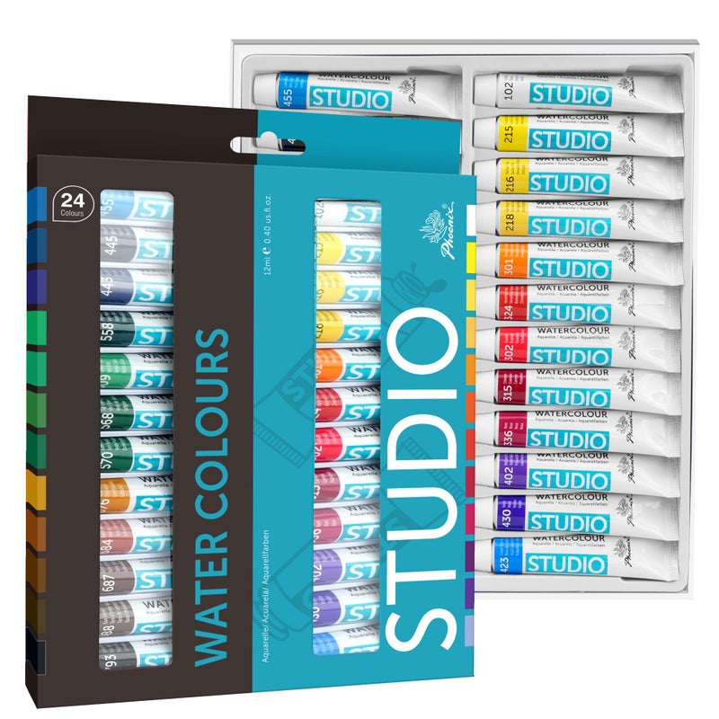 PHOENIX Watercolor Paint Tubes Set - 24 x 12ml / 0.4 Fl Oz Non-toxic Water Color Paint Adult Set, Watercolors Painting Supplies Art Paints for Beginners - Image 1